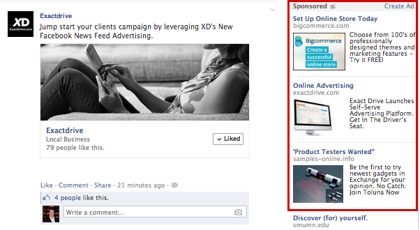 Facebook Right Hand Side | Exactdrive.com