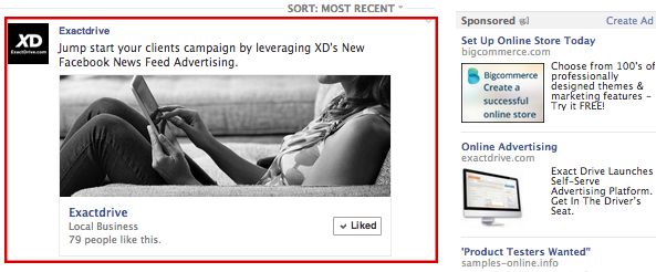 Facebook News Feed Ad | ExactDrive.com