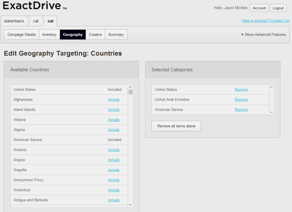 ExactDrive Worldwide Country Advertising