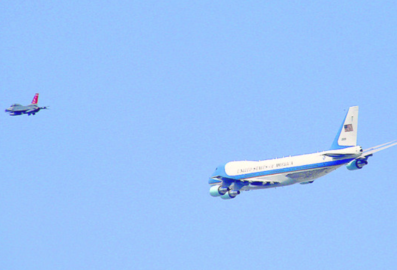 Airplane over ground zero