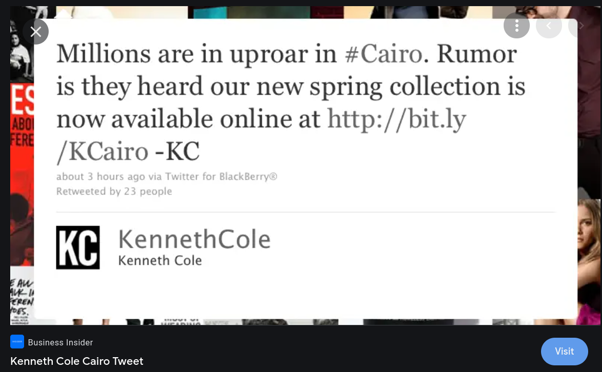 Kenneth Cole Egypt Tweet